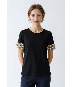 DAKS / ダックス その他トップス | ハウスチェックカフス5分袖Tシャツ