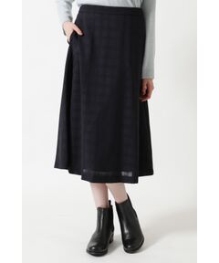 DAKS / ダックス ロング・マキシ丈スカート | 【防シワ】強撚ウールシャドーチェックフレアスカート