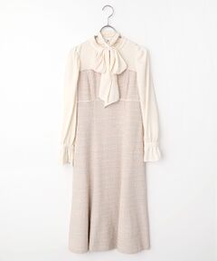 Dear Princess / ディア プリンセス ミニ・ひざ丈スカート | 異素材ドッキング　カラーツイードワンピース