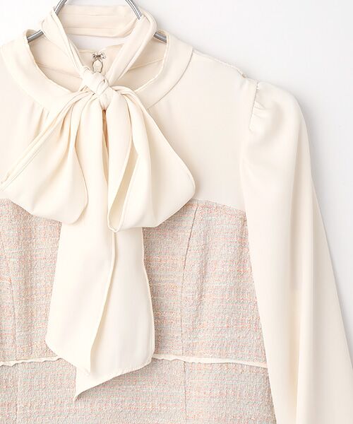 Dear Princess / ディア プリンセス ミニ・ひざ丈スカート | 異素材ドッキング　カラーツイードワンピース | 詳細3