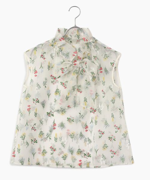 Dear Princess / ディア プリンセス シャツ・ブラウス | ボタニカルプリント　リボンブラウス（ホワイト）