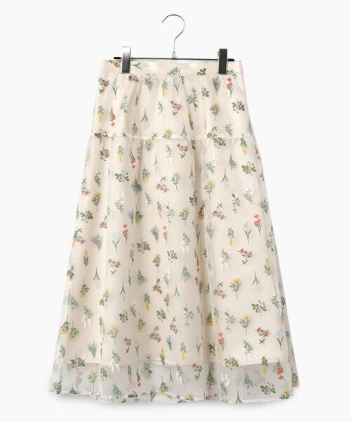 Dear Princess / ディア プリンセス ミニ・ひざ丈スカート | ボタニカルプリント　ティアードスカート（ホワイト）