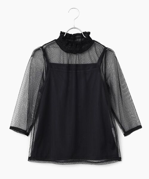 Dear Princess / ディア プリンセス カットソー | ドットチュール　ハイネックカットソー（ブラック）