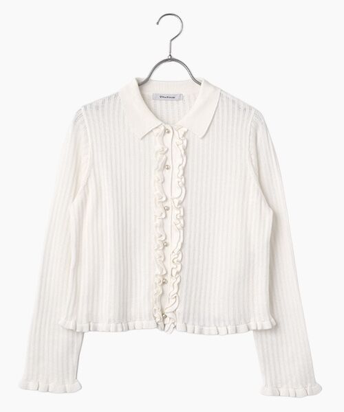 Dear Princess / ディア プリンセス カーディガン・ボレロ | 変形リブ　衿つきカーディガン（ホワイト）