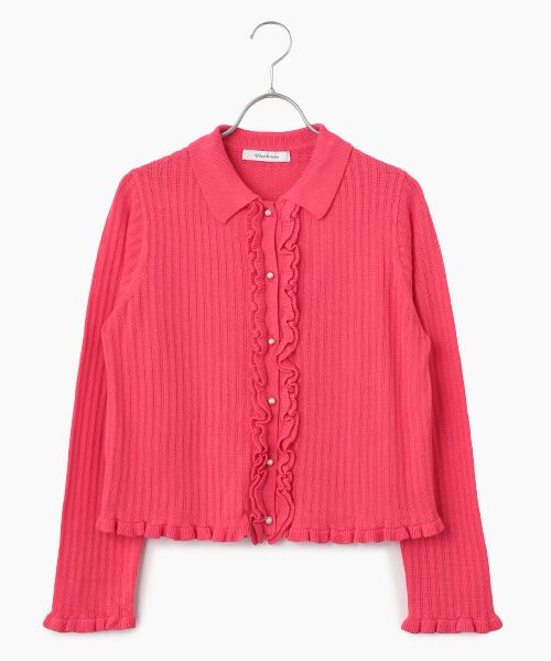 Dear Princess / ディア プリンセス カーディガン・ボレロ | 変形リブ　衿つきカーディガン（ピンク）