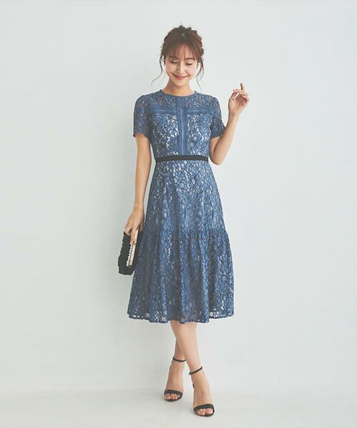 配色レースケミカル切替ドレス ロング マキシ丈ワンピース Debut De Fiore デビュードフィオレ ファッション通販 タカシマヤファッションスクエア