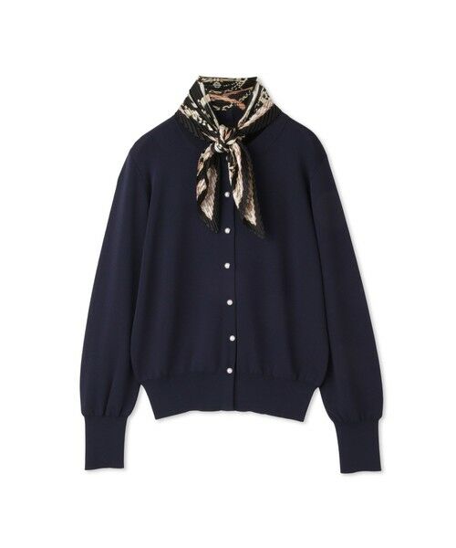 DE CLASSE LAUTREAMONT/デュクラス ロートレアモン スカーフ付きカーディガン≪手洗い可能≫ ネイビー 9号 DE CLASSE LAUTREAMONT/デュクラス ロートレアモン スカーフ付きカーディガン≪手洗い可能≫ ネイビー 9号