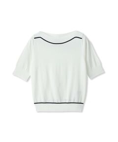 配色ラインハーフスリーブプルオーバー
