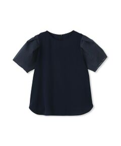 チェックオーガンジー袖ブラウス
