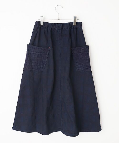 Denim Denim Denim / デニム デニム デニム ロング・マキシ丈スカート | 刺し子スカート | 詳細1