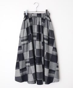 Denim Denim Denim / デニム デニム デニム デニムスカート | パッチワーク風ジャガードスカート