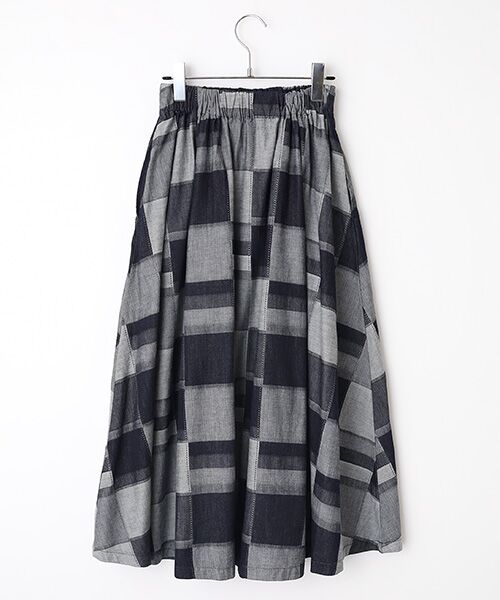 Denim Denim Denim / デニム デニム デニム デニムスカート | パッチワーク風ジャガードスカート | 詳細3