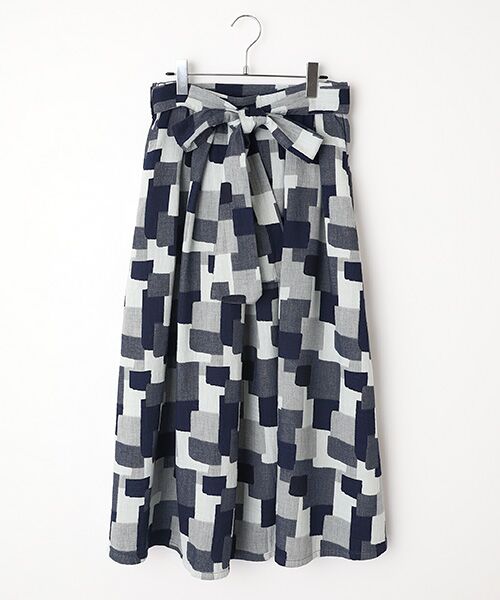 Denim Denim Denim / デニム デニム デニム デニムスカート | パッチワークタックロングスカート（ネイビー）