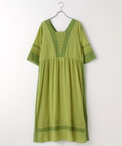 DENIM STYLE LAB / デニムスタイルラボ ロング・マキシ丈ワンピース | コットンガーゼレーススリーブドレス