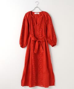 DENIM STYLE LAB / デニムスタイルラボ ロング・マキシ丈ワンピース | コットンリーフカットワークギャザードレス