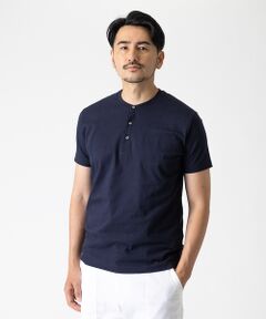 甘撚度詰天竺 20/-ヘンリーネックTシャツ