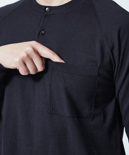 DESIGNWORKS / デザインワークス Tシャツ | シルク/コットン ポケット付き ヘンリーネック 長袖Tシャツ | 詳細8
