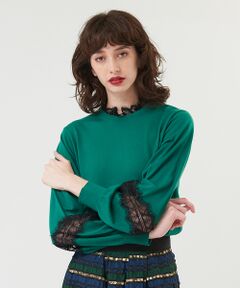 DESIGNWORKS / デザインワークス ニット・セーター | レースコンビクルーネックプルオーバー