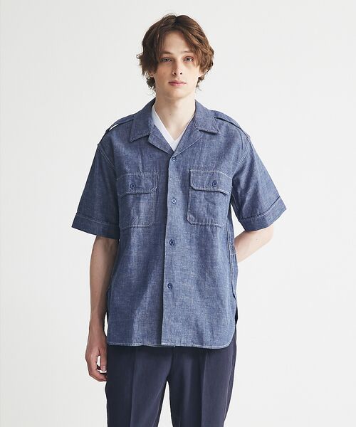 【GRANCY】 レイヤードデザインオープンカラーシャツ ブラック S GRANCY シャツ 「GRANCY」Layered Design Open Collar Shirt