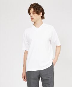 【定番人気】超度詰微起毛スムース Vネック 半袖Tシャツ