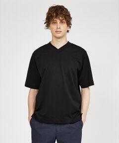 【定番人気】超度詰微起毛スムース Vネック 半袖Tシャツ