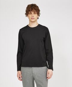 【クルーネック】ストレッチ ポンチ ドレス 長袖Tシャツ