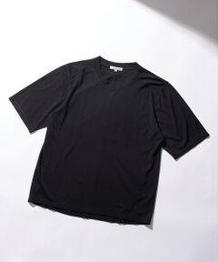 【シルク混】ストレッチ ポンチ クルーネック ドレス 半袖Tシャツ