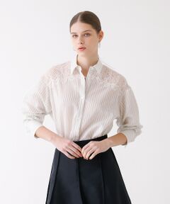 DESIGNWORKS / デザインワークス シャツ・ブラウス | レース付きストライプ柄ロングシャツ