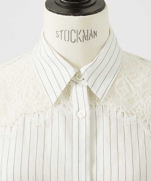 DESIGNWORKS / デザインワークス シャツ・ブラウス | レース付きストライプ柄ロングシャツ | 詳細10