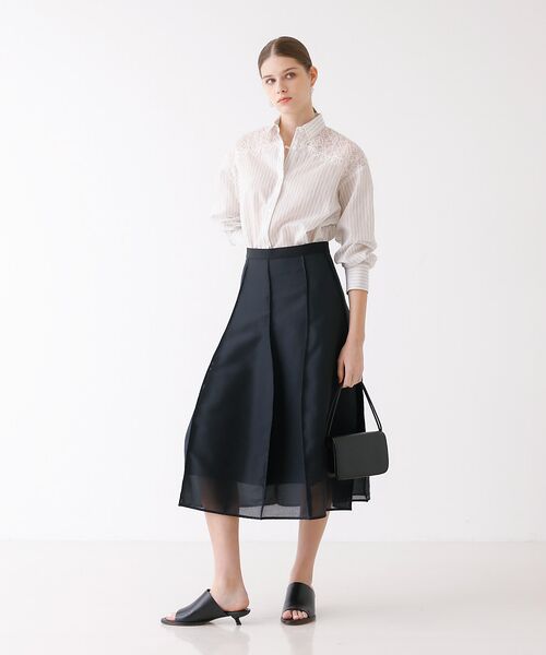 DESIGNWORKS / デザインワークス シャツ・ブラウス | レース付きストライプ柄ロングシャツ | 詳細4