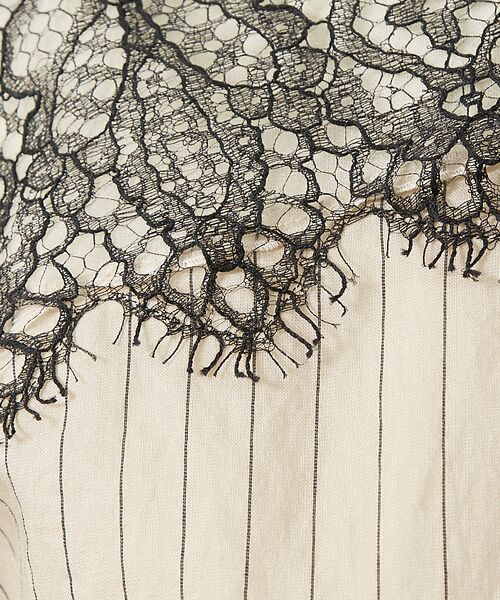 DESIGNWORKS / デザインワークス シャツ・ブラウス | レース付きストライプ柄ロングシャツ | 詳細16