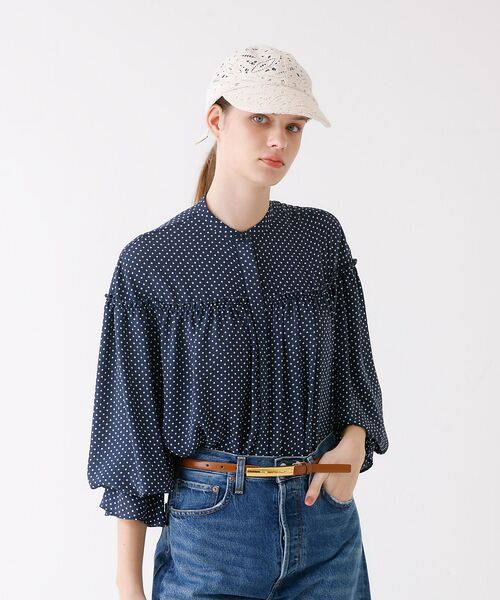 DESIGNWORKS/デザインワークス ドットプリントブラウス ネイビー 38 DESIGNWORKS/デザインワークス ドットプリントブラウス ネイビー 38