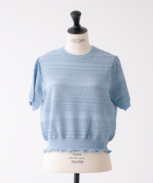 DESIGNWORKS / デザインワークス ニット・セーター | 透かし編半袖プルオーバー | 詳細15