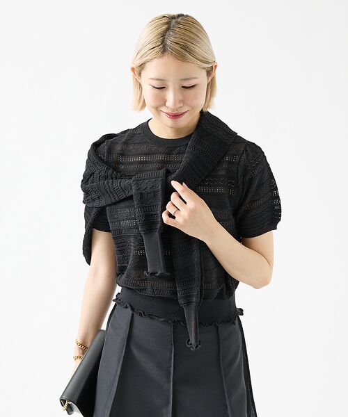 DESIGNWORKS / デザインワークス ニット・セーター | 透かし編半袖プルオーバー | 詳細22