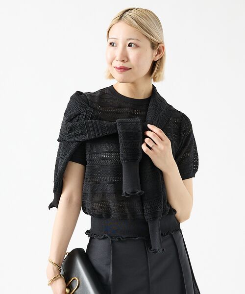 DESIGNWORKS / デザインワークス ニット・セーター | 透かし編半袖プルオーバー | 詳細23