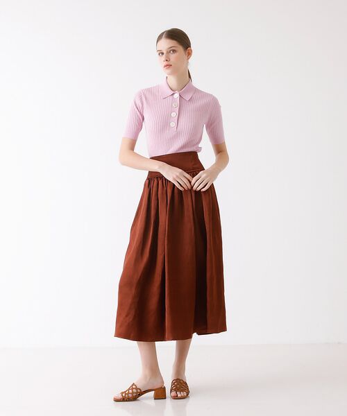 DESIGNWORKS / デザインワークス ミニ・ひざ丈スカート | サテンフレアスカート | 詳細1