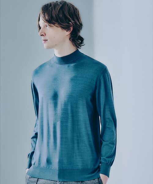 DESIGNWORKS / デザインワークス ニット・セーター | シルク モックネック プルオーバーニット(サックスブルー)