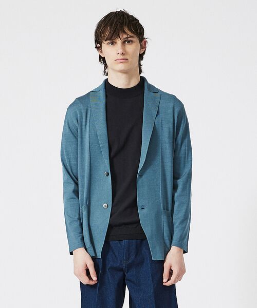 DESIGNWORKS/デザインワークス シルク カーディガン ジャケット サックスブルー 46 DESIGNWORKS/デザインワークス シルク カーディガン ジャケット サックスブルー 46