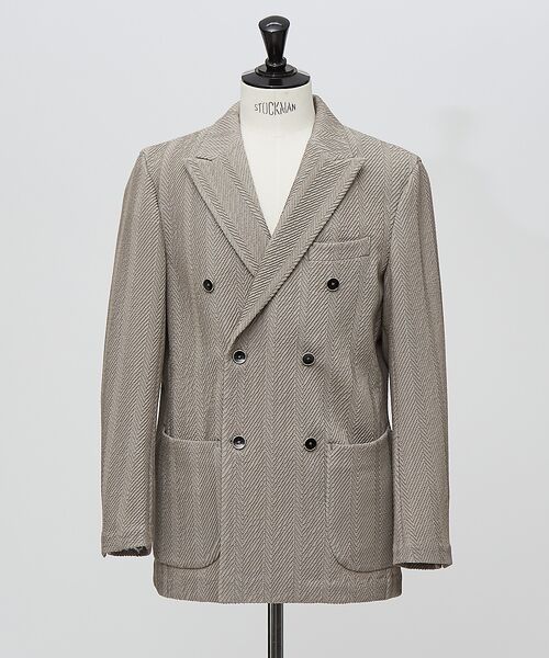 DESIGNWORKS/デザインワークス 【MARZOTTO】ウール ジャガード ダブルジャケット グレー 46 DESIGNWORKS/デザインワークス 【MARZOTTO】ウール ジャガード ダブルジャケット グレー 46