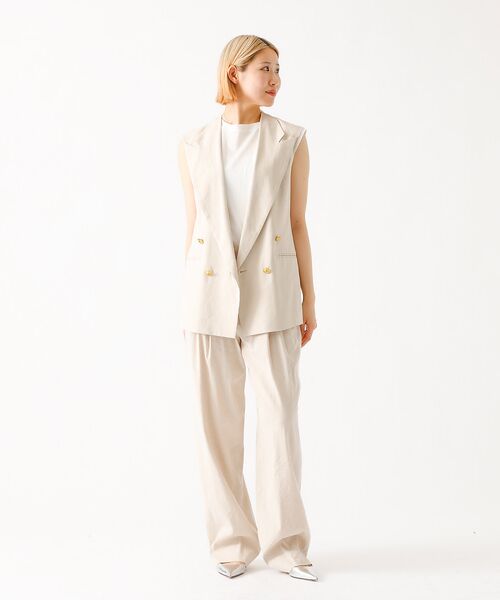 DESIGNWORKS / デザインワークス パンツ | 【セットアップ対応】リネンストレッチタックワイドパンツ | 詳細14