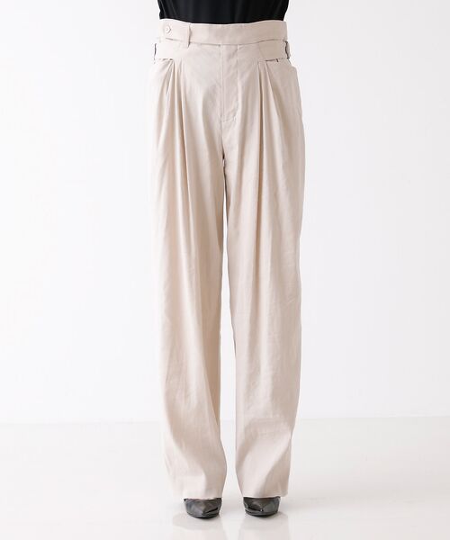 DESIGNWORKS / デザインワークス パンツ | 【セットアップ対応】リネンストレッチタックワイドパンツ | 詳細4