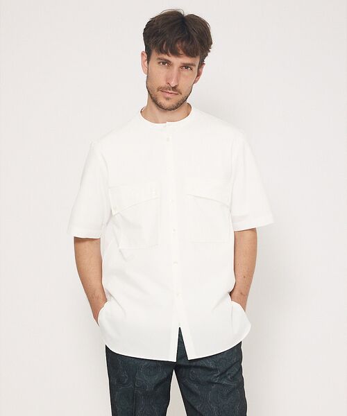 DESIGNWORKS/デザインワークス 【別注】:colon / コロン CSH-23 スタンドカラー 半袖 シャツ / ホワイト 1 DESIGNWORKS/デザインワークス 【別注】:colon / コロン CSH-23 スタンドカラー 半袖 シャツ / ホワイト 1
