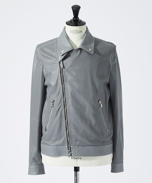 DESIGNWORKS / デザインワークス レザーブルゾン・ジャケット | EMMETI / エンメティ GABRIELE スクエア パンチング ダブルライ | 詳細2