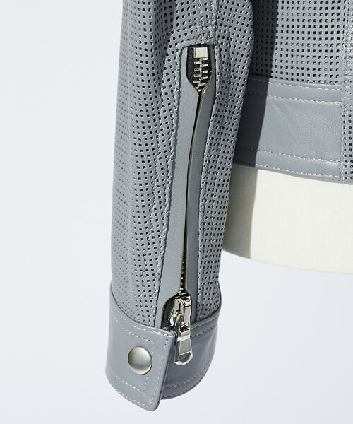 DESIGNWORKS / デザインワークス レザーブルゾン・ジャケット | EMMETI / エンメティ GABRIELE スクエア パンチング ダブルライ | 詳細8