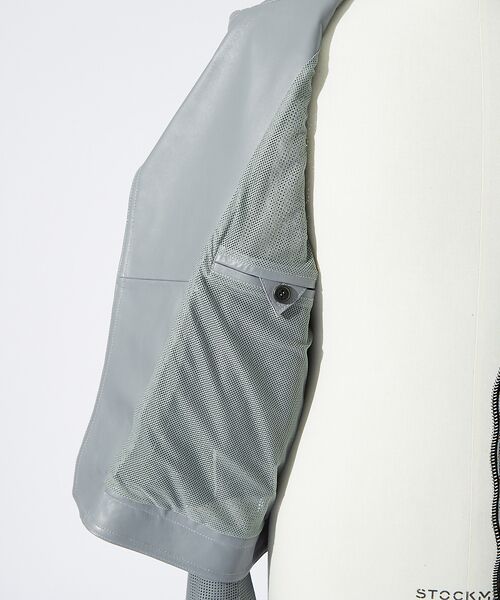 DESIGNWORKS / デザインワークス レザーブルゾン・ジャケット | EMMETI / エンメティ GABRIELE スクエア パンチング ダブルライ | 詳細9