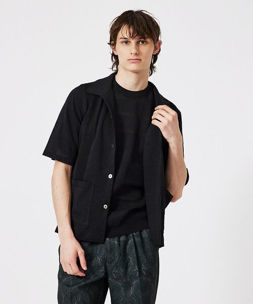 DESIGNWORKS/デザインワークス 和紙 シアー キューバシャツ【予約】 ブラック 48 DESIGNWORKS/デザインワークス 和紙 シアー キューバシャツ【予約】 ブラック 48