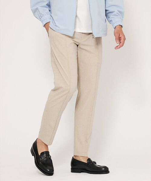 DESIGNWORKS / デザインワークス スラックス・ドレスパンツ | 【吸水速乾 / 360°ストレッチ】TRABEST ウールライク ピンタック パ(ライトベージュ)