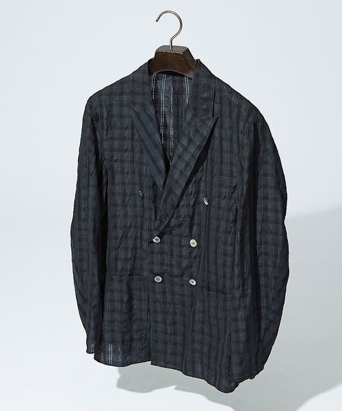 DESIGNWORKS / デザインワークス テーラードジャケット | 【超軽量】シアー フェザー チェック ダブルジャケット | 詳細2