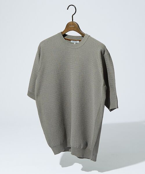 DESIGNWORKS / デザインワークス Tシャツ | 【セットアップ対応】ヘリンボーン サマーニット Tシャツ(グレージュ)