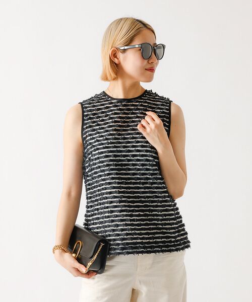 DESIGNWORKS / デザインワークス シャツ・ブラウス | 【セットアップ対応】ボーダーカットジャガードノースリーブブラウス | 詳細1